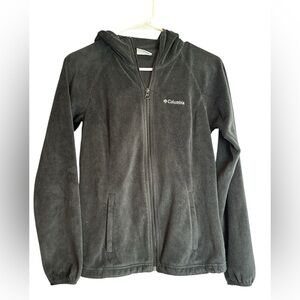 Columbia Black Hooded Fleece Jacket Full Zip Women’s XS Lightweight Outdoor